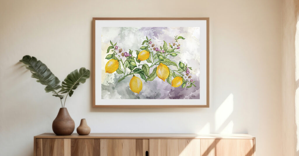 Original watercolour botanical illustration created by Klara Ivanović for a Fosca Dalmatica surface pattern collection.