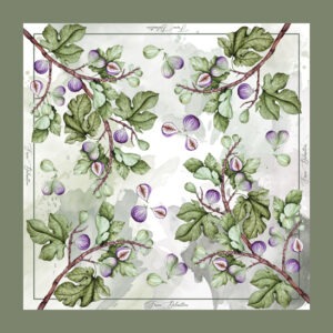 Fig Garden svilena marama inspirirana smokvama, 100 % svila, Fosca Dalmatica