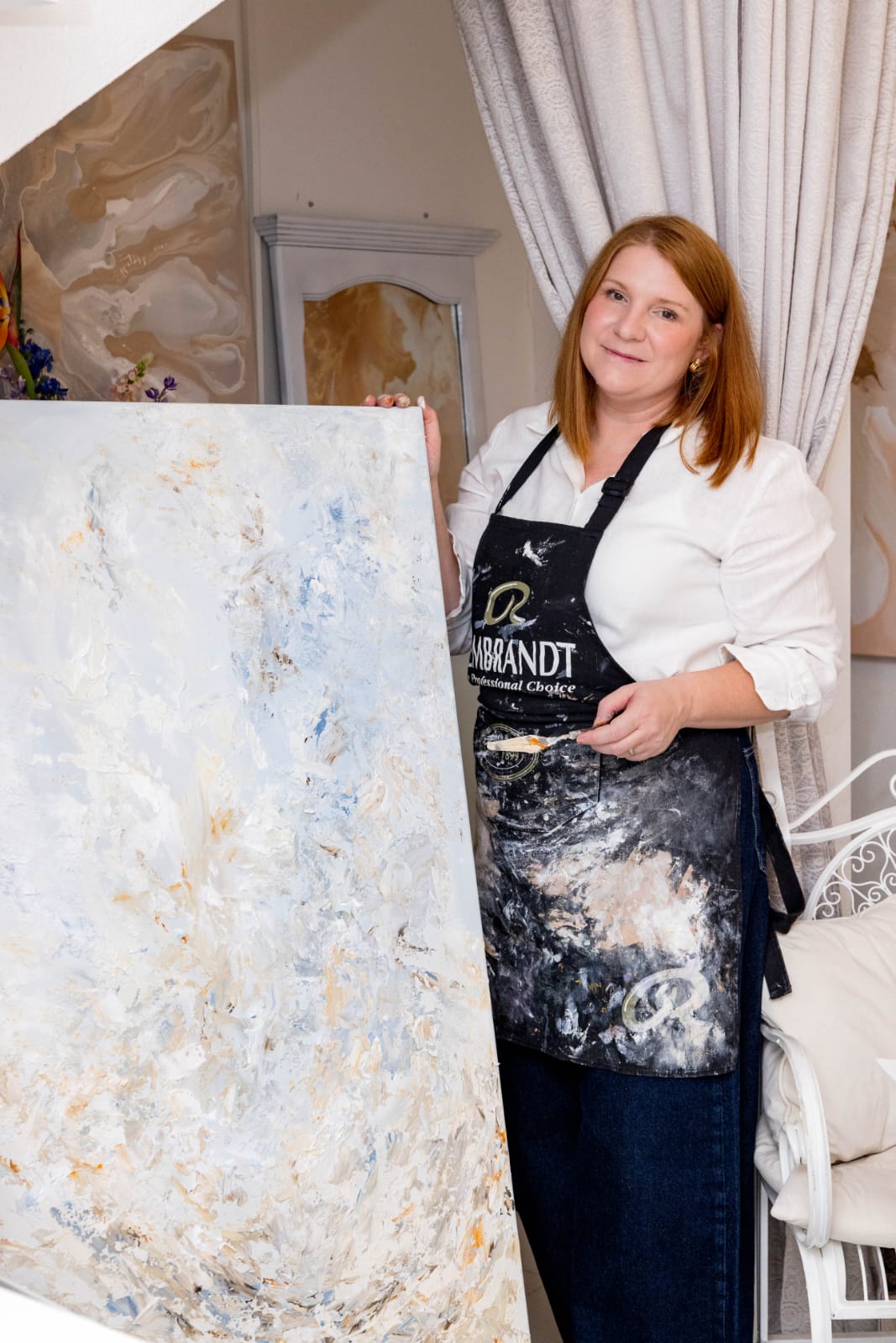 Croatian artist and surface pattern designer Klara Ivanović working in the Fosca Dalmatica studio in Biograd na Moru.